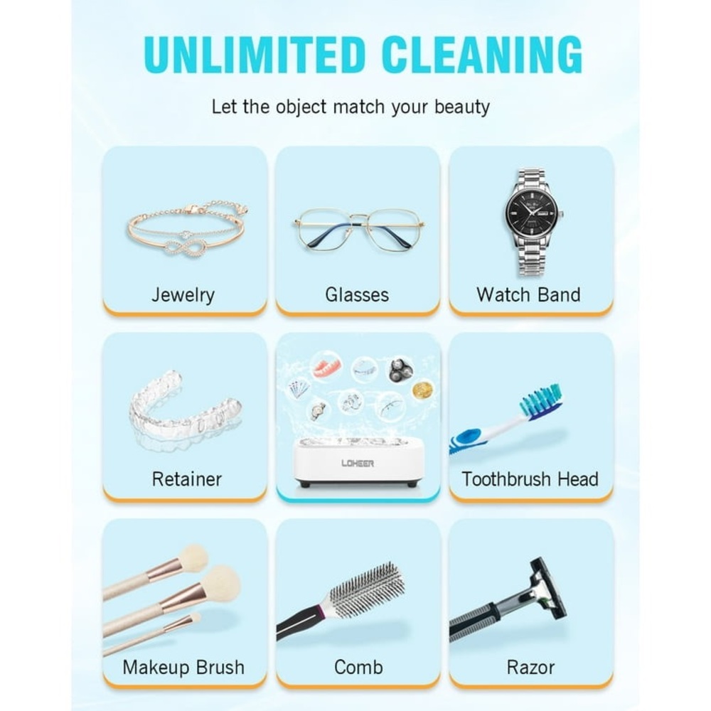 White Ultrasonic Jewelry Cleaner for Women - Gentle Ring & Jewelry Care - Picture 3 of 6